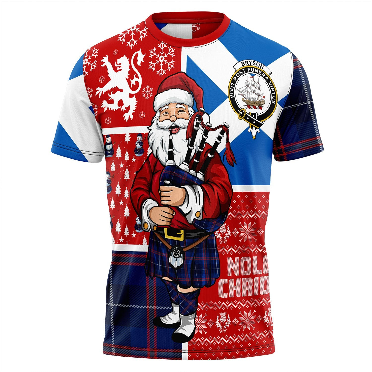 ScotsTee Shop Scottish Bryson Modern Clan Crest Tartan T-Shirt Scotland Christmas Santa