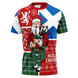 ScotsTee Shop Scottish MacDonald Lord of the Isles; Hunting Ancient Clan Crest Tartan T-Shirt Scotland Christmas Santa
