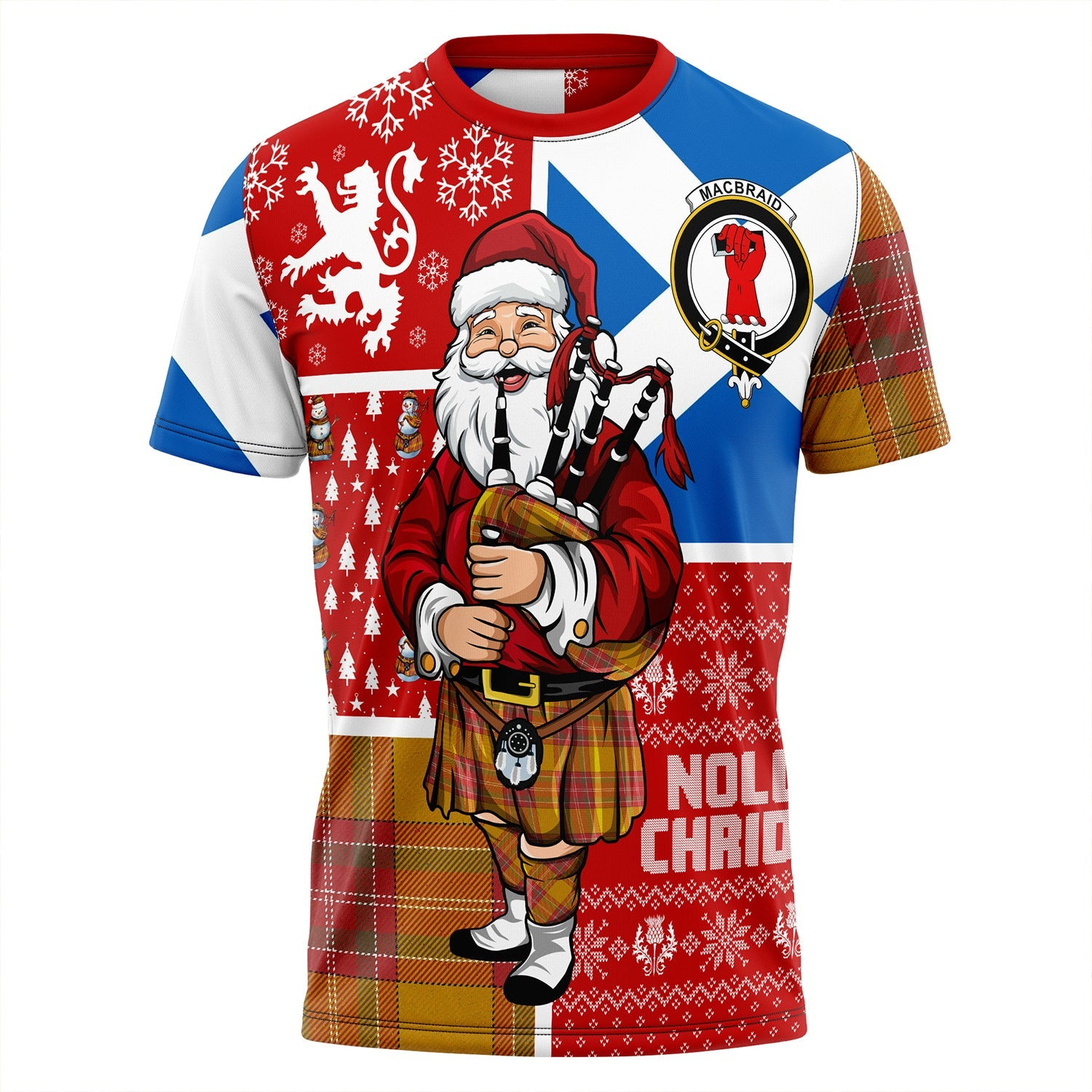 ScotsTee Shop Scottish MacBrair Weathered Clan Crest Tartan T-Shirt Scotland Christmas Santa