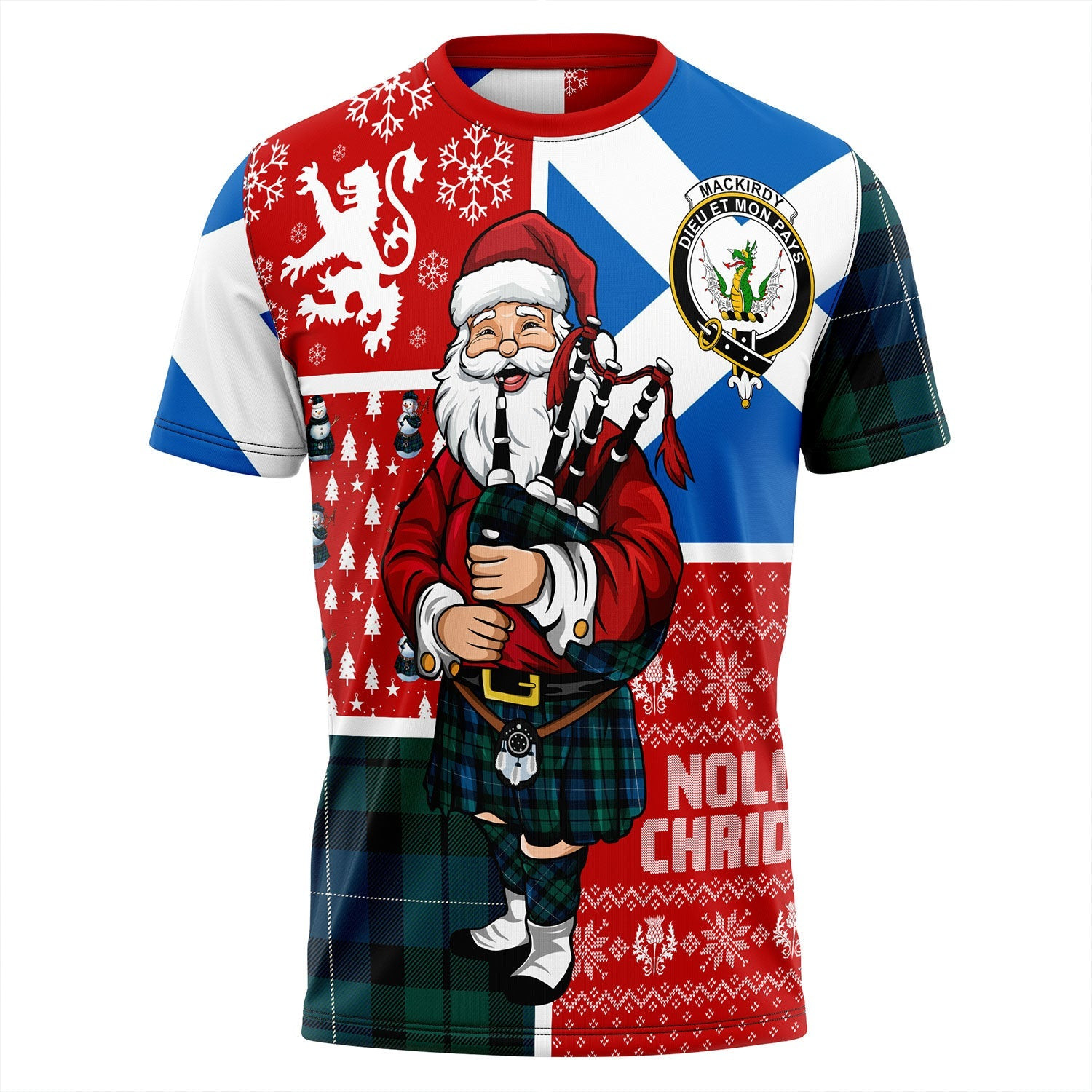 ScotsTee Shop Scottish MacKirdy Modern Clan Crest Tartan T-Shirt Scotland Christmas Santa