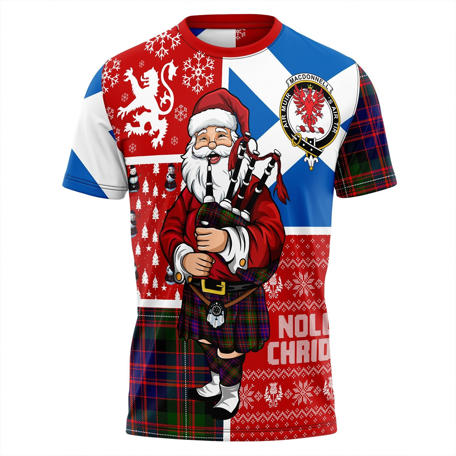 ScotsTee Shop Scottish MacDonnell Clan Crest Tartan T-Shirt Scotland Christmas Santa