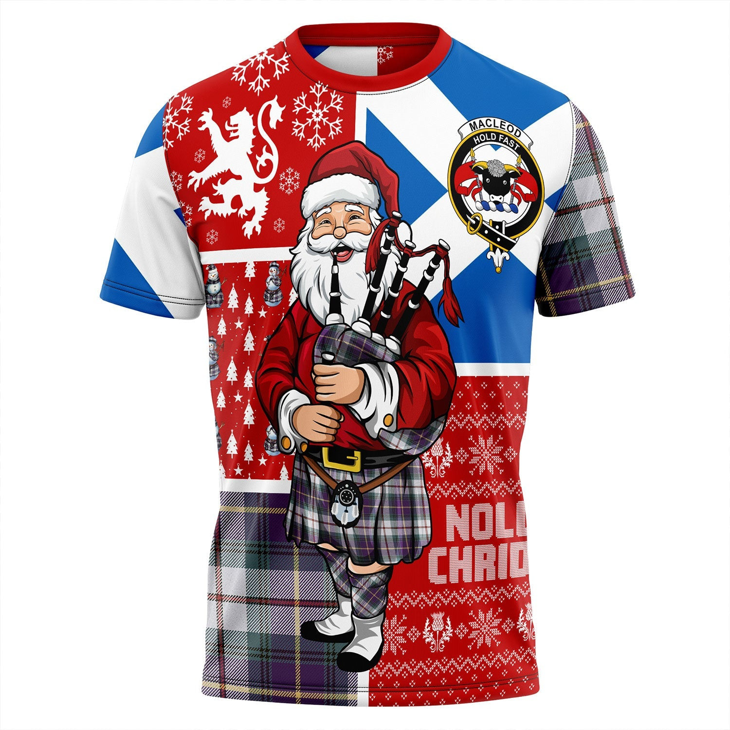 ScotsTee Shop Scottish MacLeod of California Weathered Clan Crest Tartan T-Shirt Scotland Christmas Santa