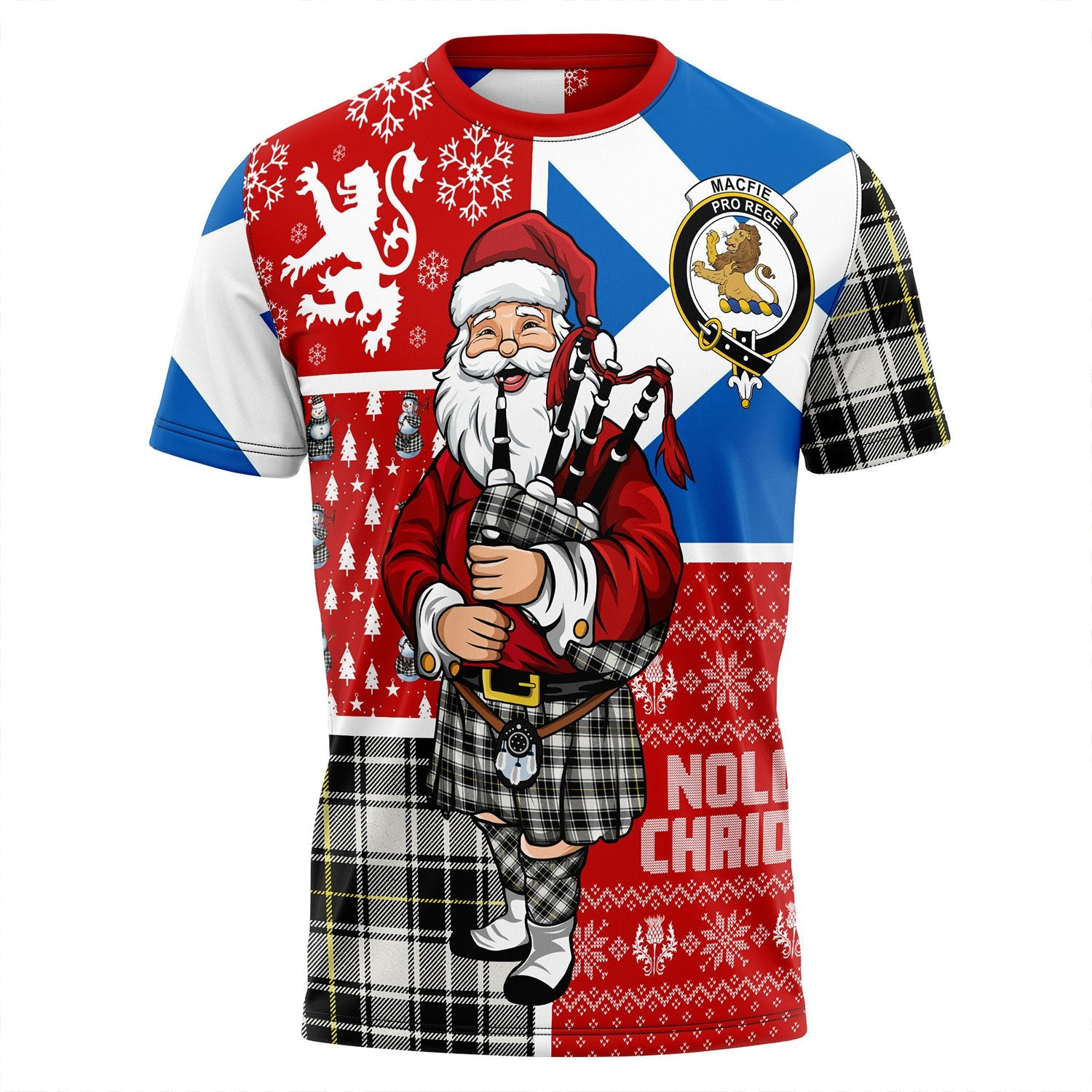 ScotsTee Shop Scottish MacFie of Colonsay Dress (MacPhee of Colonsay Dress) Modern Clan Crest Tartan T-Shirt Scotland Christmas Santa