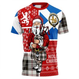 ScotsTee Shop Scottish MacPherson of Cluny Black & White Weathered Clan Crest Tartan T-Shirt Scotland Christmas Santa