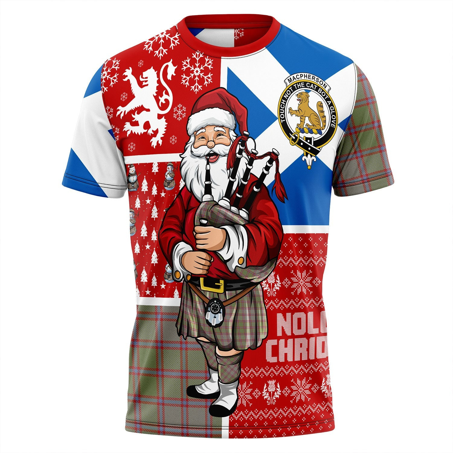 ScotsTee Shop Scottish MacPherson of Glentruim Weathered Clan Crest Tartan T-Shirt Scotland Christmas Santa