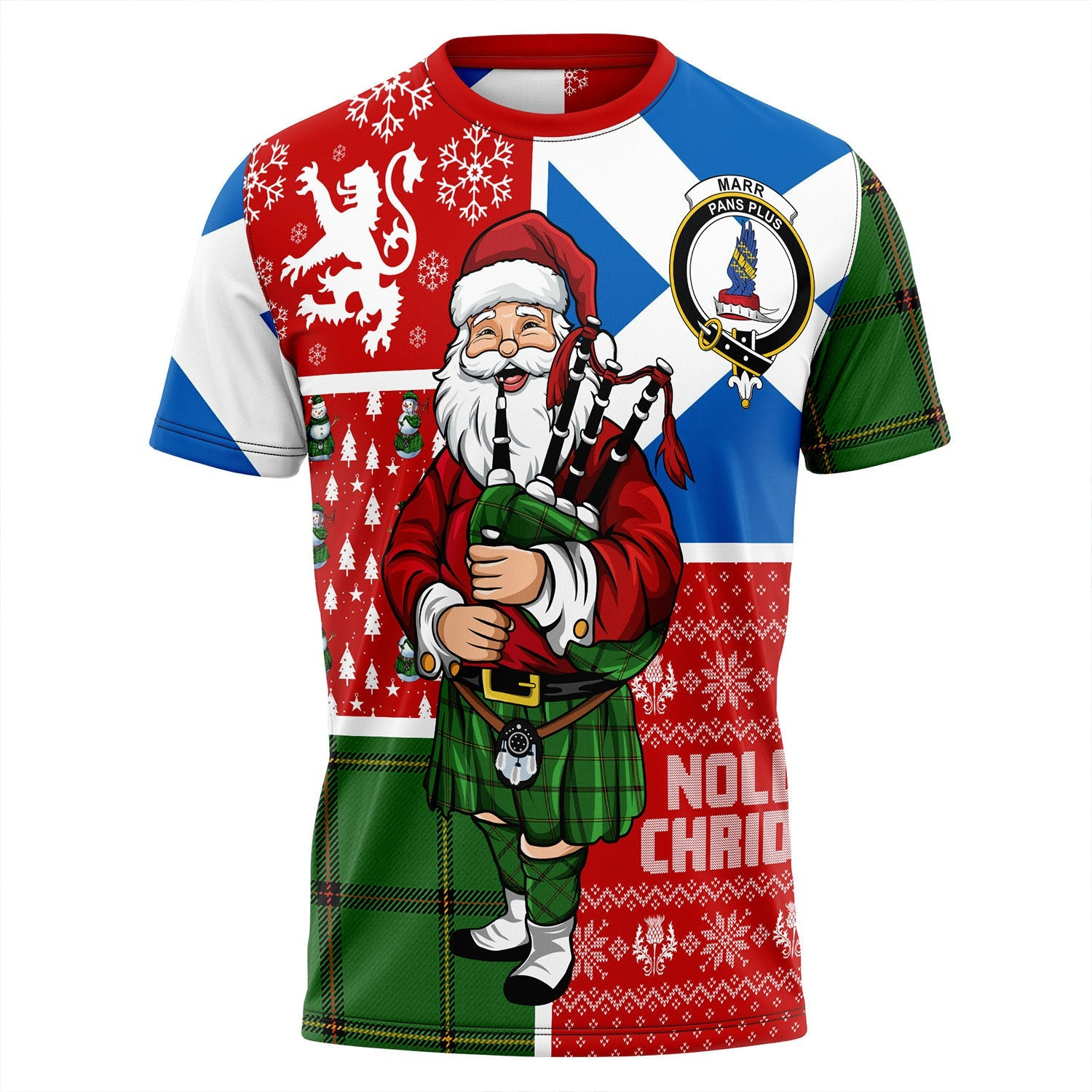 ScotsTee Shop Scottish Marr Ancient Clan Crest Tartan T-Shirt Scotland Christmas Santa