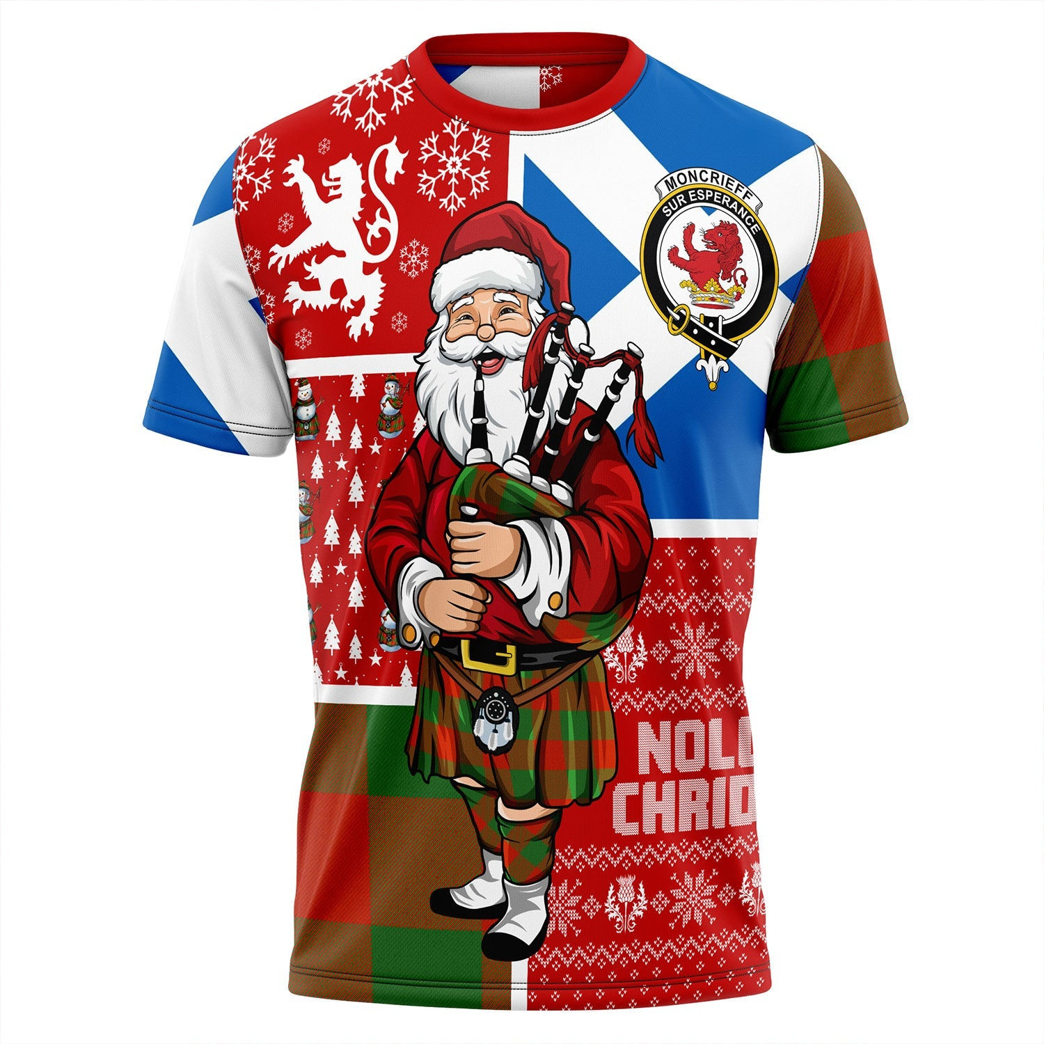 ScotsTee Shop Scottish Moncrieffe Ancient Clan Crest Tartan T-Shirt Scotland Christmas Santa