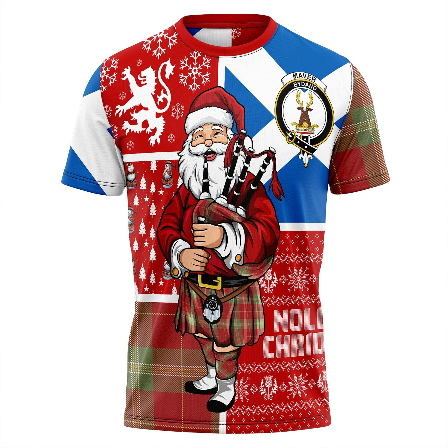 ScotsTee Shop Scottish Maver Weathered Clan Crest Tartan T-Shirt Scotland Christmas Santa