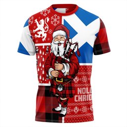 ScotsTee Shop Scottish Ramsay Red (Ramsay of Dalhousie) Clan Crest Tartan T-Shirt Scotland Christmas Santa