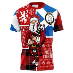 ScotsTee Shop Scottish Ramsay Red (Ramsay of Dalhousie) Clan Crest Tartan T-Shirt Scotland Christmas Santa