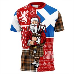 ScotsTee Shop Scottish Ramsay Orange Weathered Clan Crest Tartan T-Shirt Scotland Christmas Santa