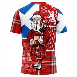 ScotsTee Shop Scottish Ramsay Angus & Mearns Modern Clan Crest Tartan T-Shirt Scotland Christmas Santa