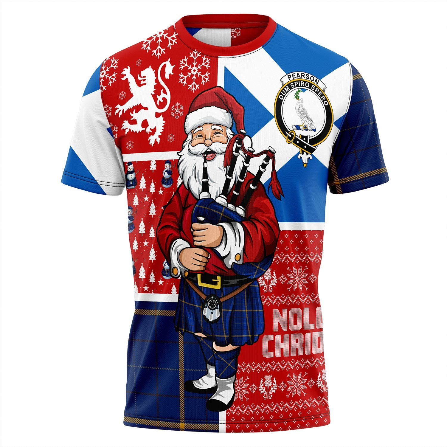 ScotsTee Shop Scottish Pearson Modern Clan Crest Tartan T-Shirt Scotland Christmas Santa