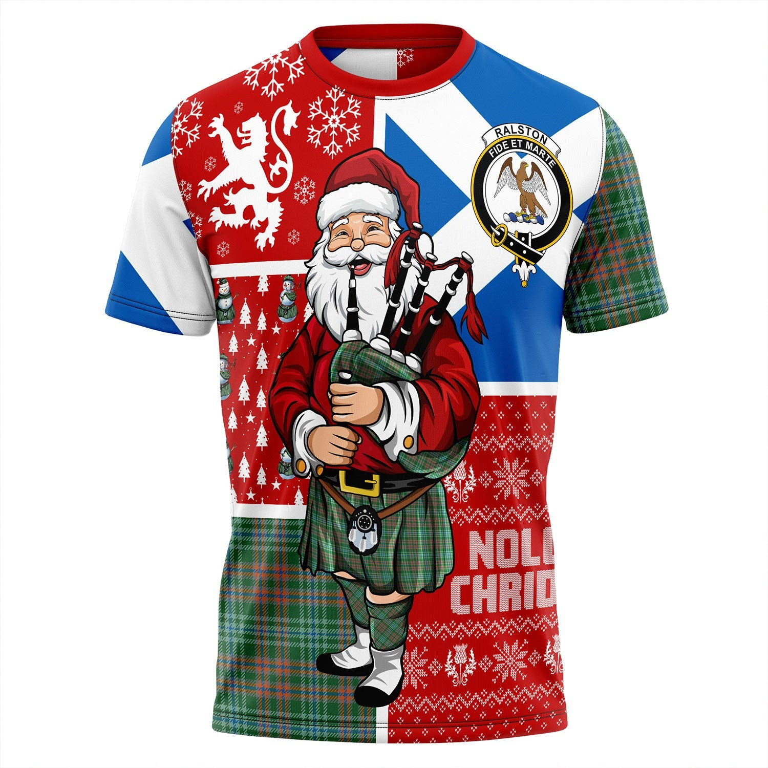 ScotsTee Shop Scottish Ralston US Ancient Clan Crest Tartan T-Shirt Scotland Christmas Santa