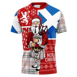 ScotsTee Shop Scottish Shaw Women's Dress Modern Clan Crest Tartan T-Shirt Scotland Christmas Santa