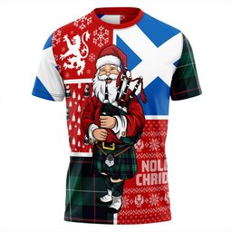 ScotsTee Shop Scottish Semple Modern Clan Crest Tartan T-Shirt Scotland Christmas Santa