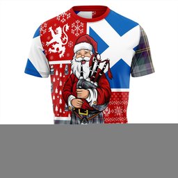 ScotsTee Shop Scottish Porteous Weathered Clan Crest Tartan T-Shirt Scotland Christmas Santa