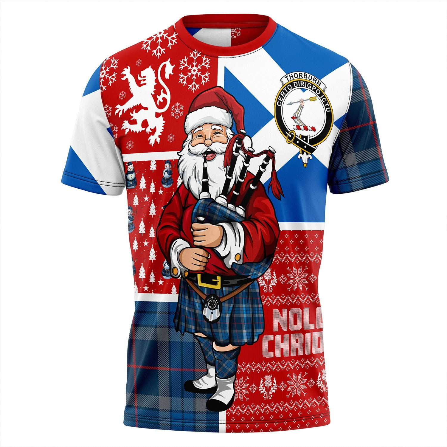 ScotsTee Shop Scottish Thorburn (Thurburn) Modern Clan Crest Tartan T-Shirt Scotland Christmas Santa