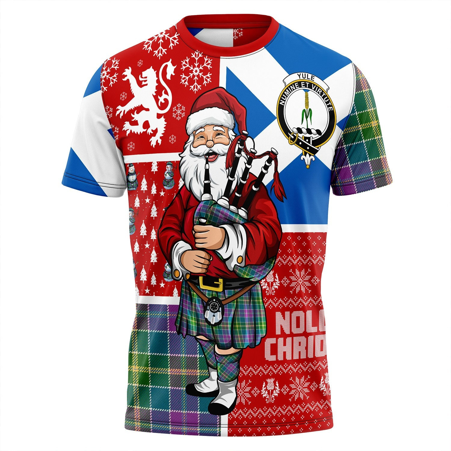ScotsTee Shop Scottish Yule Ancient Clan Crest Tartan T-Shirt Scotland Christmas Santa