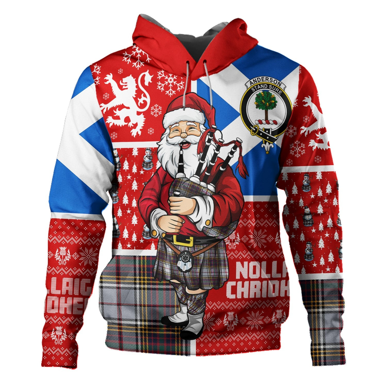 ScotsTee Shop Scottish Anderson Ross Modern Clan Crest Tartan Hoodie Scotland Christmas Santa