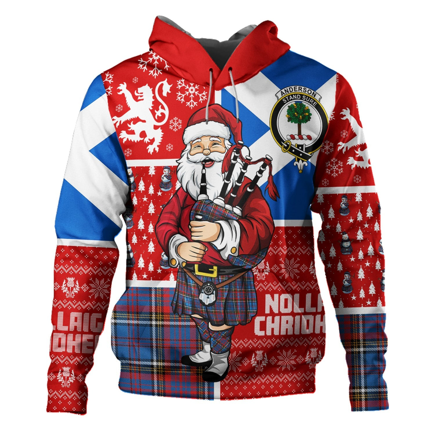 ScotsTee Shop Scottish Anderson Red Clan Crest Tartan Hoodie Scotland Christmas Santa