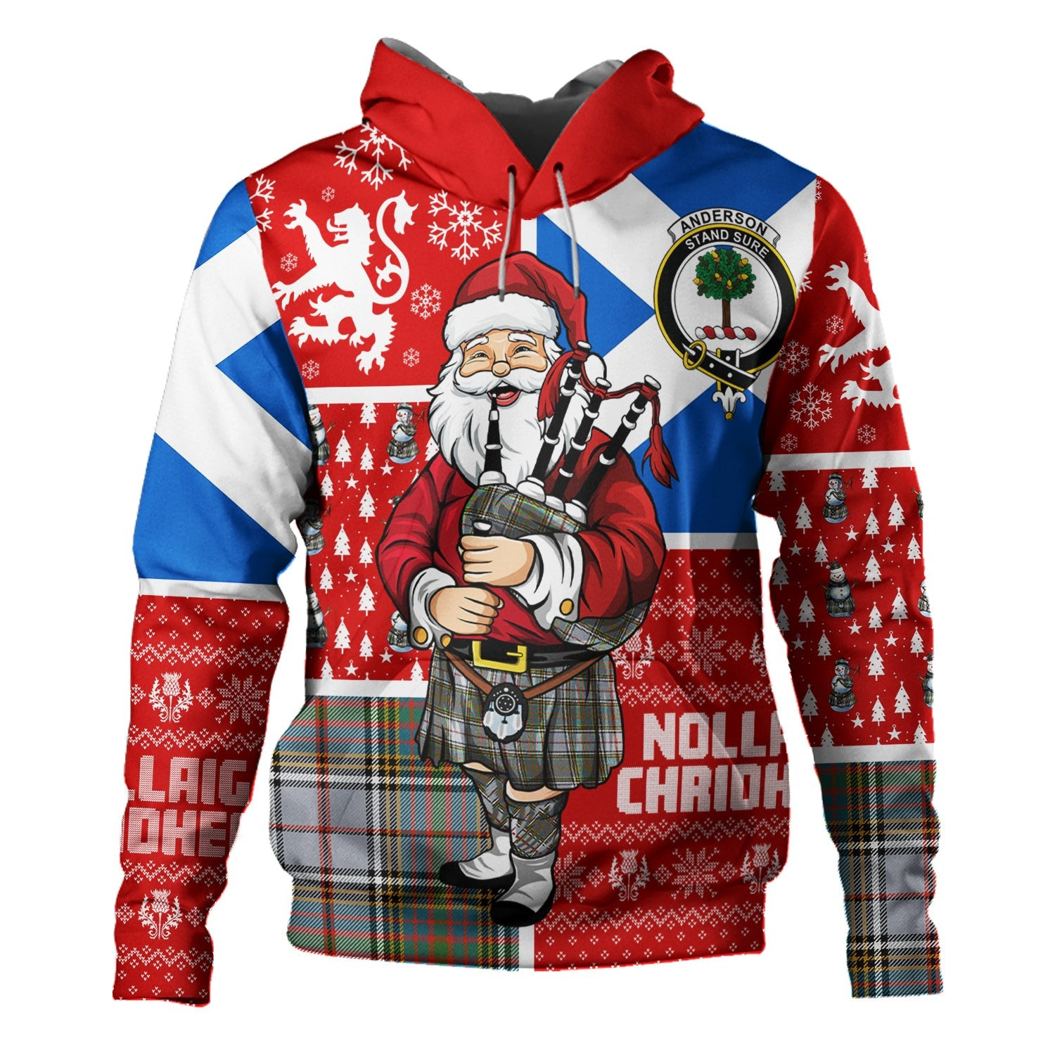 ScotsTee Shop Scottish Anderson Ross Ancient Clan Crest Tartan Hoodie Scotland Christmas Santa