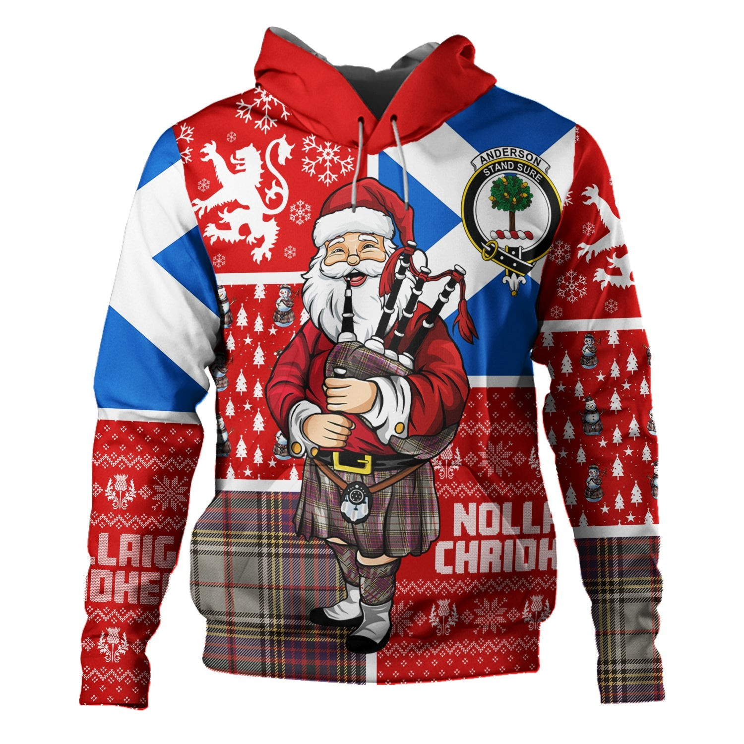 ScotsTee Shop Scottish Anderson Ross Weathered Clan Crest Tartan Hoodie Scotland Christmas Santa
