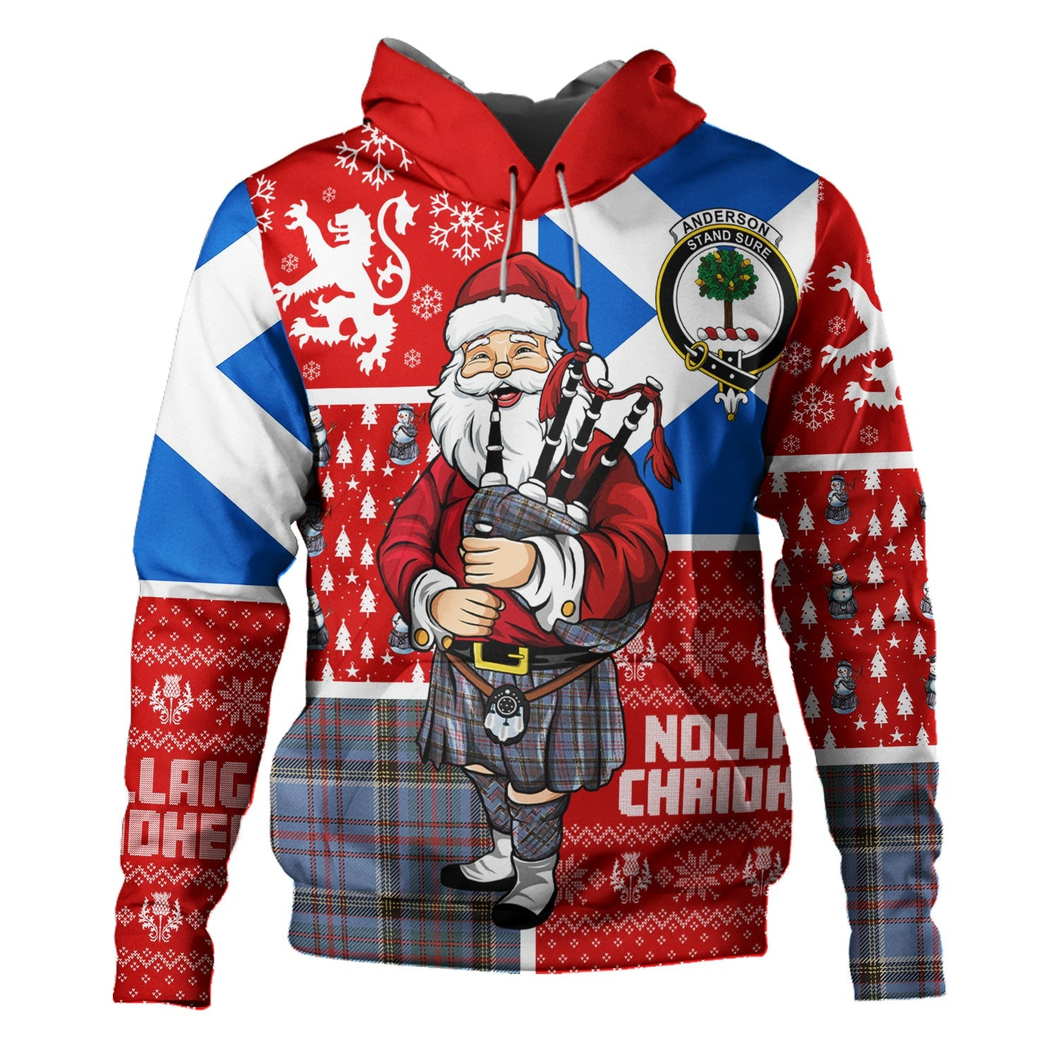 ScotsTee Shop Scottish Anderson Old Weathered Clan Crest Tartan Hoodie Scotland Christmas Santa