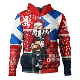 ScotsTee Shop Scottish Cleland Modern Clan Crest Tartan Hoodie Scotland Christmas Santa