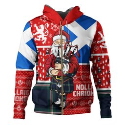 ScotsTee Shop Scottish Cleland Modern Clan Crest Tartan Hoodie Scotland Christmas Santa