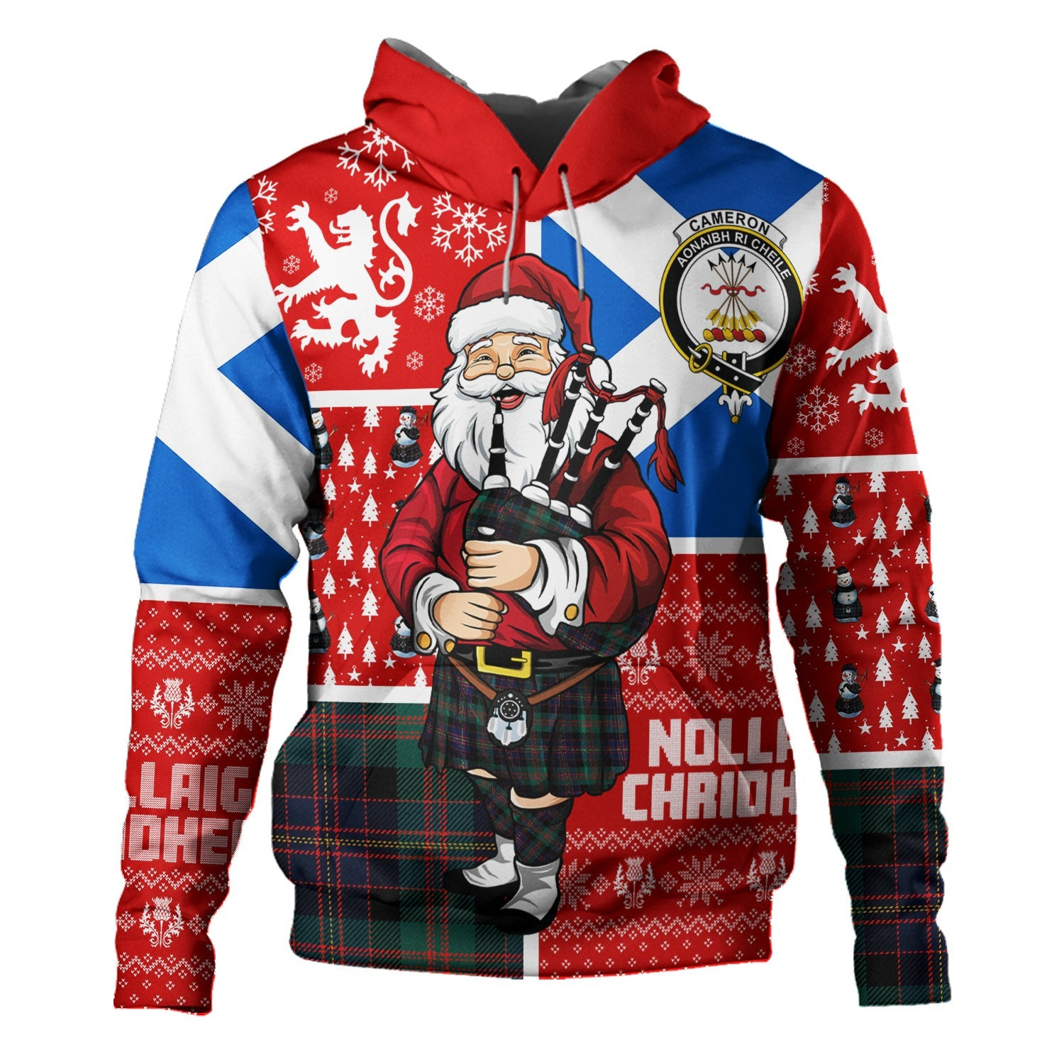 ScotsTee Shop Scottish Cameron of Erracht #3 Modern 2 Clan Crest Tartan Hoodie Scotland Christmas Santa
