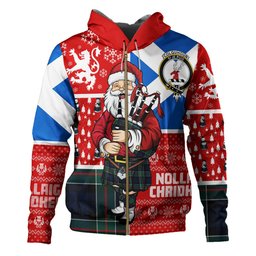 ScotsTee Shop Scottish Colquhoun (Cowans) Modern Clan Crest Tartan Hoodie Scotland Christmas Santa