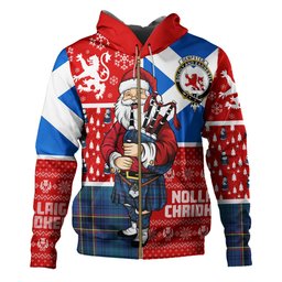 ScotsTee Shop Scottish Dempster Modern Clan Crest Tartan Hoodie Scotland Christmas Santa