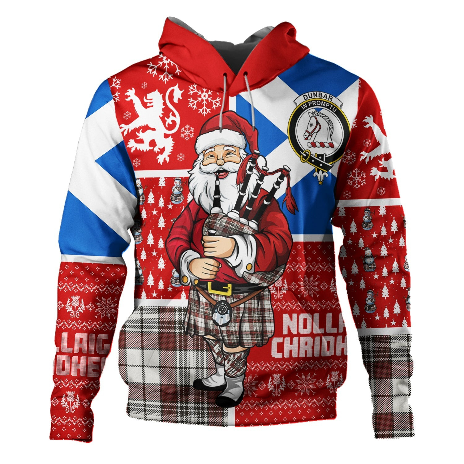 ScotsTee Shop Scottish Dunbar Plaid Weathered Clan Crest Tartan Hoodie Scotland Christmas Santa