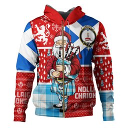 ScotsTee Shop Scottish Erskine Blue Clan Crest Tartan Hoodie Scotland Christmas Santa