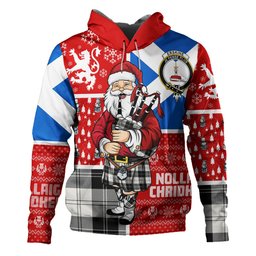 ScotsTee Shop Scottish Erskine Black & White Clan Crest Tartan Hoodie Scotland Christmas Santa
