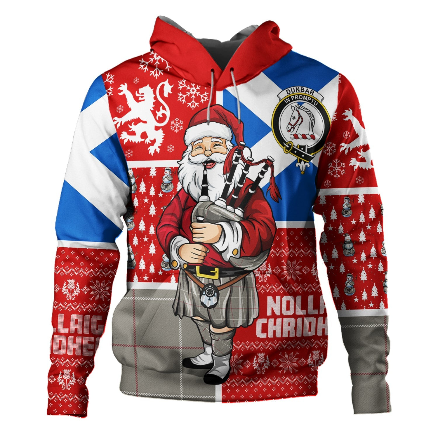 ScotsTee Shop Scottish Dunbar of Pitgaveny Weathered Clan Crest Tartan Hoodie Scotland Christmas Santa
