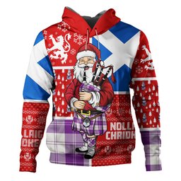 ScotsTee Shop Scottish Erskine Purple Clan Crest Tartan Hoodie Scotland Christmas Santa
