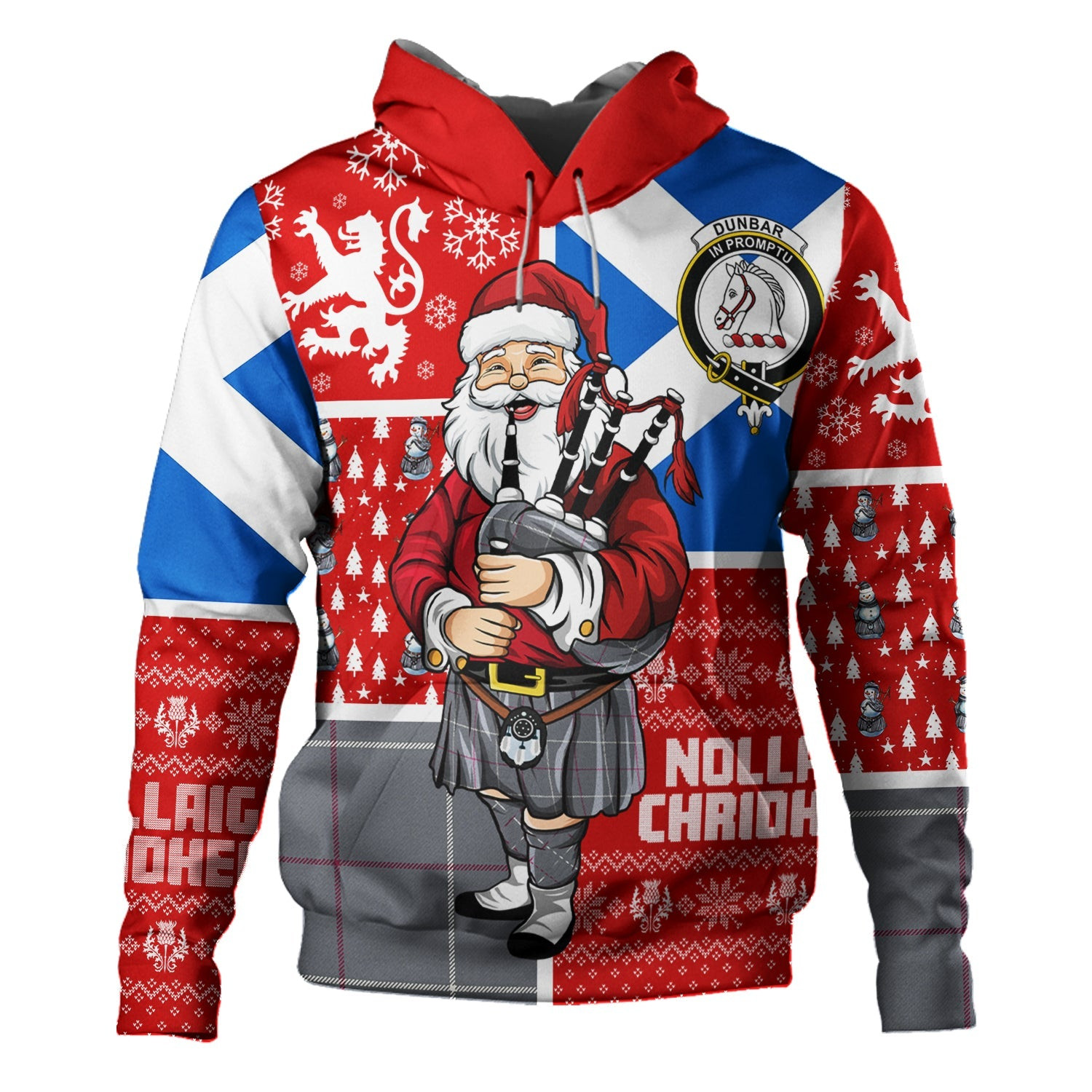 ScotsTee Shop Scottish Dunbar of Pitgaveny Clan Crest Tartan Hoodie Scotland Christmas Santa