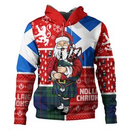 ScotsTee Shop Scottish Hutton Modern Clan Crest Tartan Hoodie Scotland Christmas Santa
