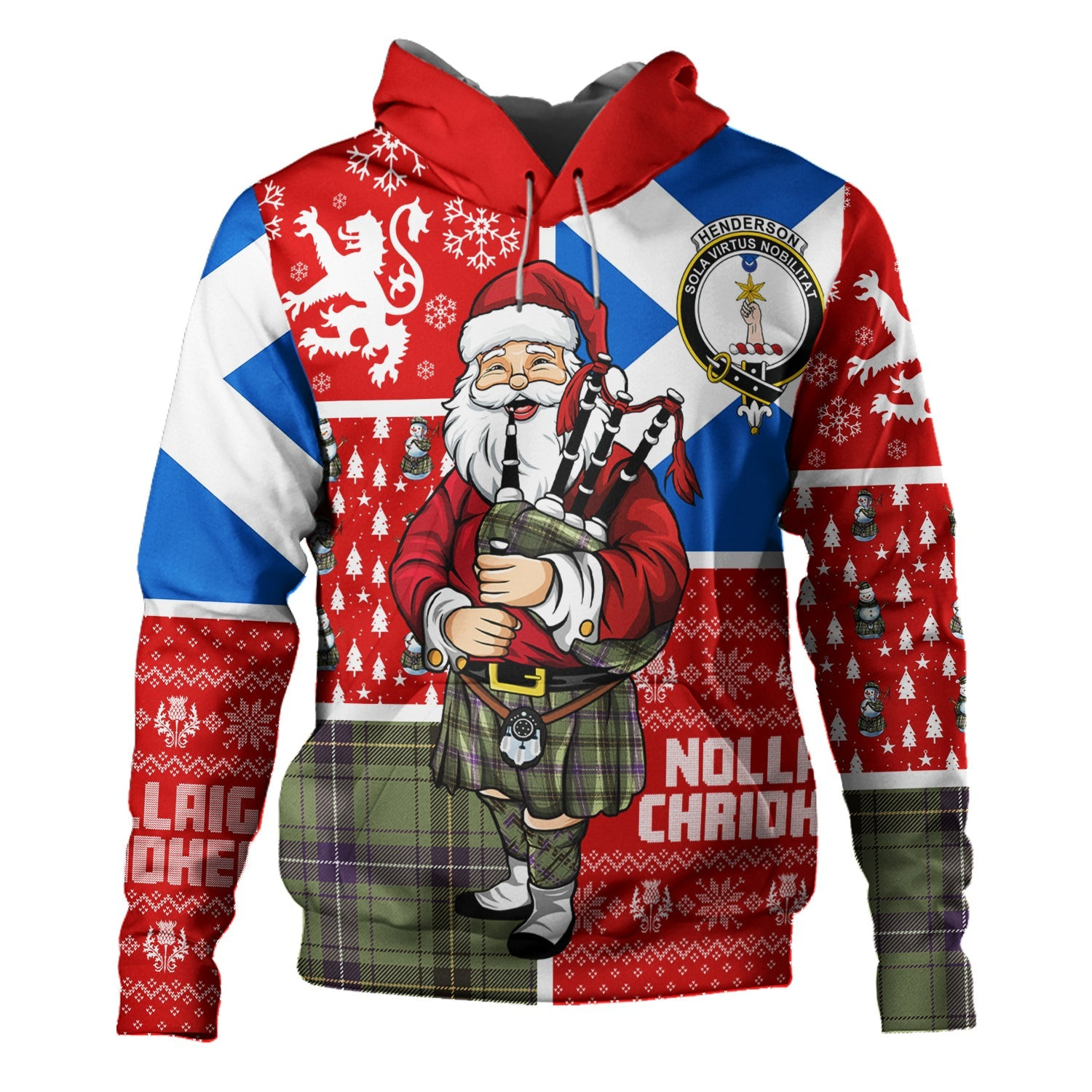 ScotsTee Shop Scottish Henderson Weathered Clan Crest Tartan Hoodie Scotland Christmas Santa