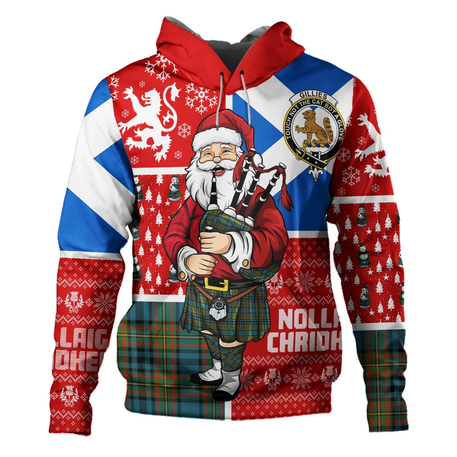 ScotsTee Shop Scottish Gillies Ancient Clan Crest Tartan Hoodie Scotland Christmas Santa