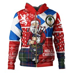 ScotsTee Shop Scottish Hamilton of Clayton Modern Clan Crest Tartan Hoodie Scotland Christmas Santa
