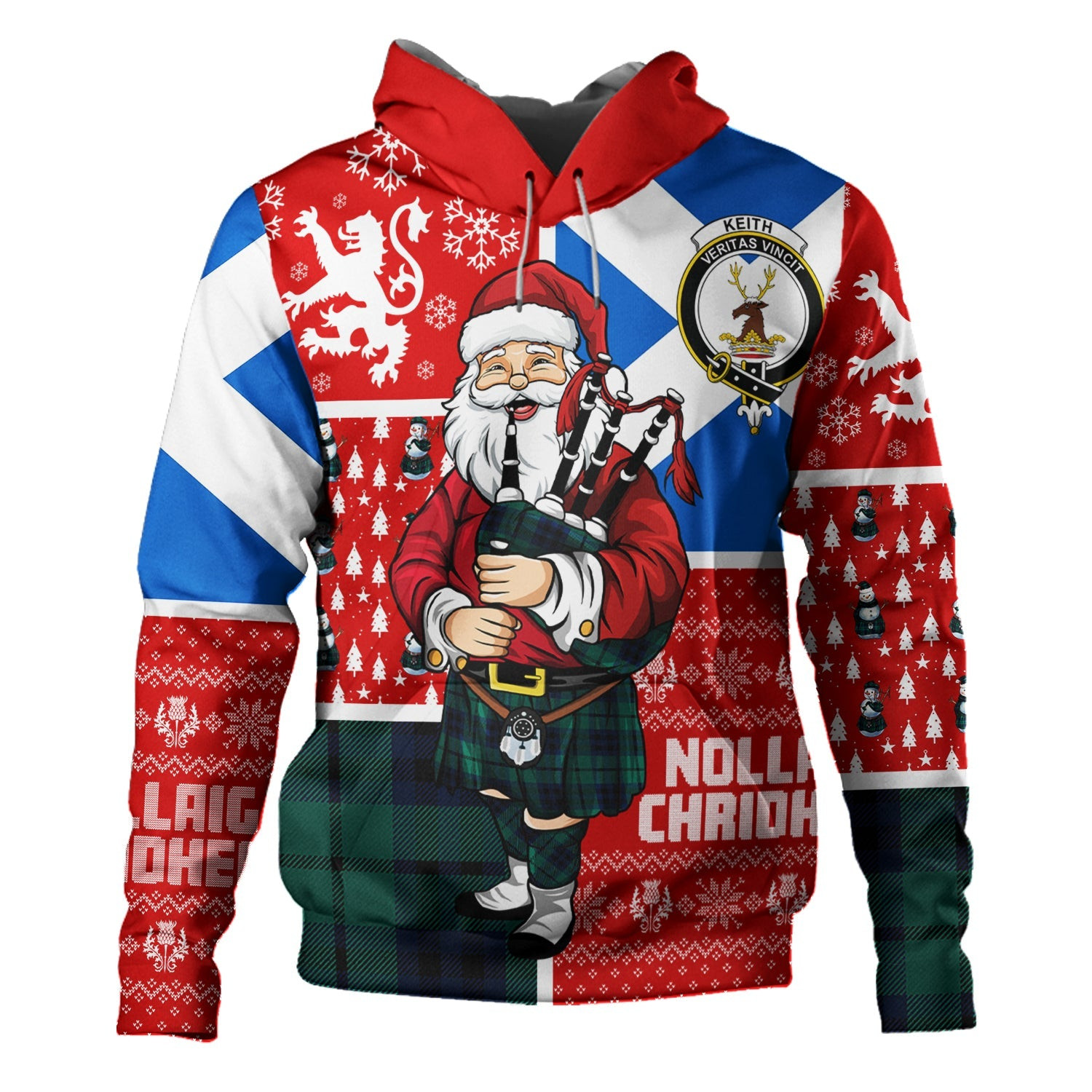 ScotsTee Shop Scottish Keith (Marshall) Modern Clan Crest Tartan Hoodie Scotland Christmas Santa