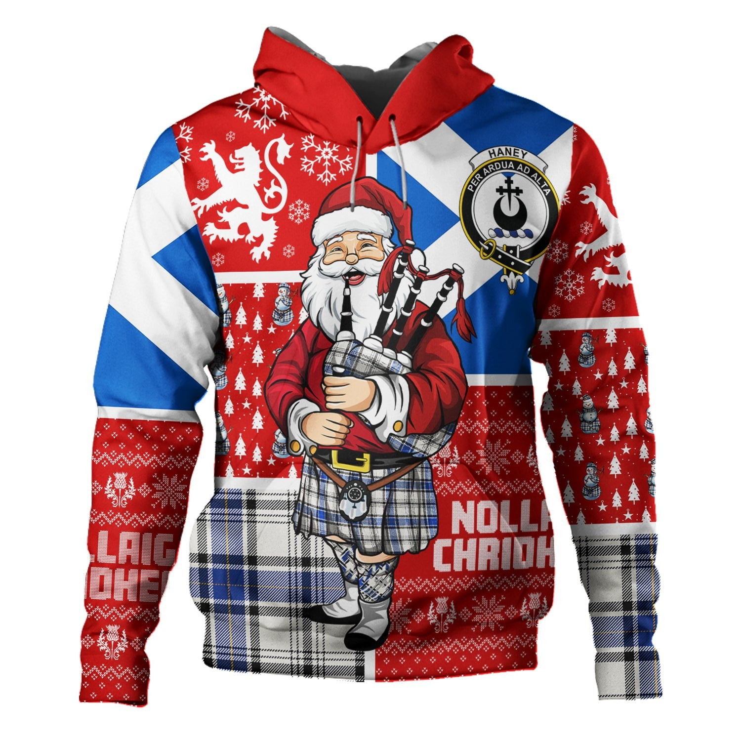 ScotsTee Shop Scottish Haney Modern Clan Crest Tartan Hoodie Scotland Christmas Santa