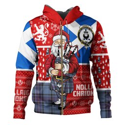 ScotsTee Shop Scottish Haney Blue Weathered Clan Crest Tartan Hoodie Scotland Christmas Santa