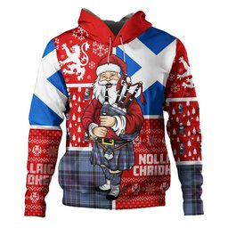 ScotsTee Shop Scottish Haney Blue Weathered Clan Crest Tartan Hoodie Scotland Christmas Santa