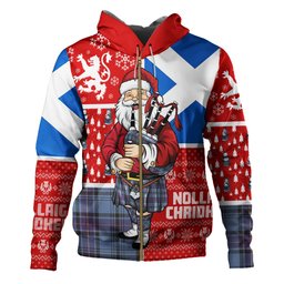 ScotsTee Shop Scottish Haney Blue Weathered Clan Crest Tartan Hoodie Scotland Christmas Santa
