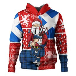 ScotsTee Shop Scottish Haney Blue Modern Clan Crest Tartan Hoodie Scotland Christmas Santa