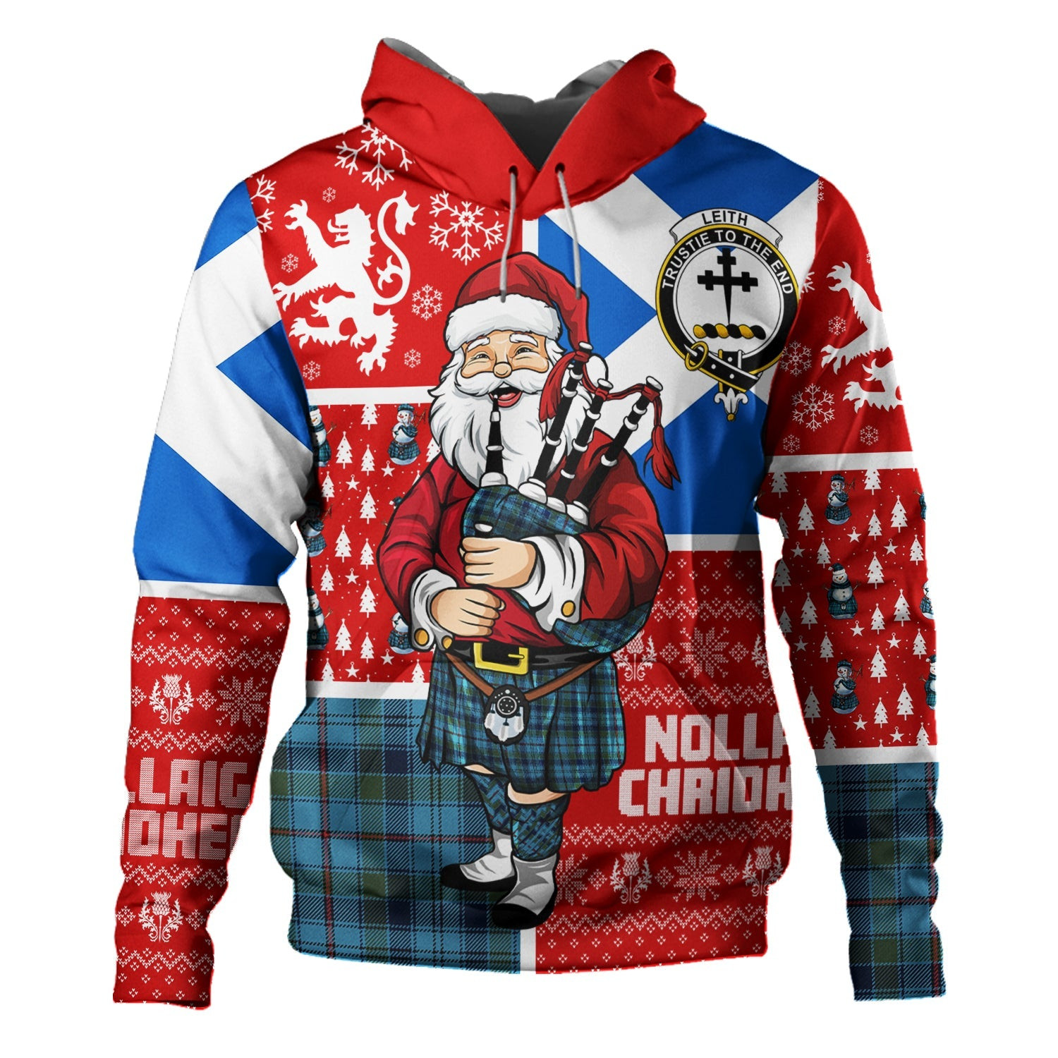 ScotsTee Shop Scottish Leith District Modern Clan Crest Tartan Hoodie Scotland Christmas Santa